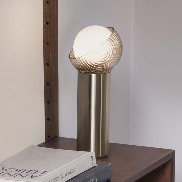 IDEAL LUX Επιτραπέζια λάμπα Bloom, ορείχαλκος/κεχριμπάρι, ύψος 27 εκ., Χρυσό / Ορείχαλκου, Σαλόνι / τραπεζαρία, Μέταλλο, σύγχρονο