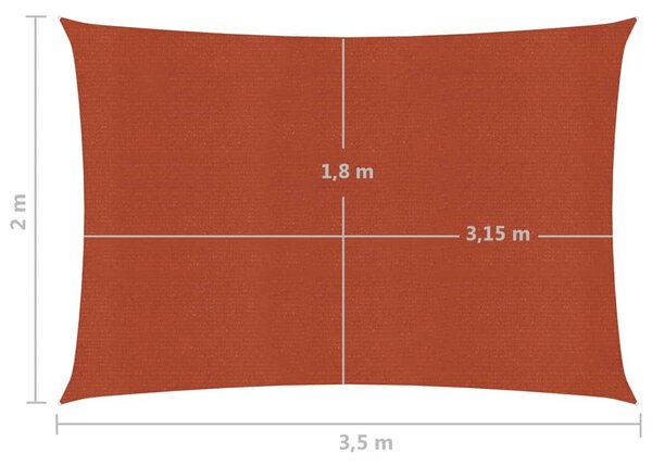 Πανί Σκίασης Τερακότα 2 x 3,5 μ. από HDPE 160 γρ./μ² - Καφέ