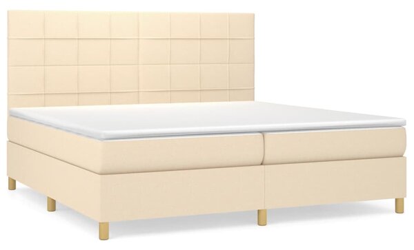 VidaXL Κρεβάτι Boxspring με Στρώμα Κρεμ 200x200 εκ. Υφασμάτινο