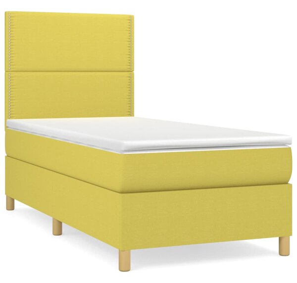 VidaXL Κρεβάτι Boxspring με Στρώμα Πράσινο 100 x 200 εκ. Υφασμάτινο