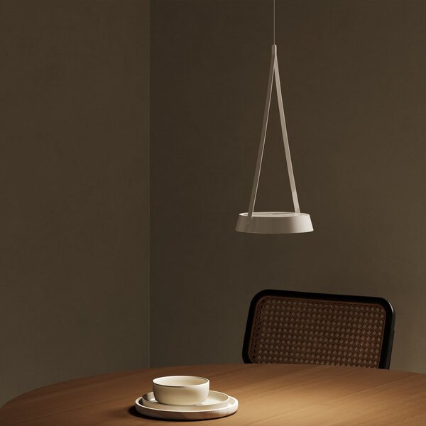 Sigor LED-Akku-Hängeleuchte Mahina, λευκό, Ø 17 cm, μέταλλο, CCT, ρυθμιζόμενος, Λευκό, Σαλόνι / τραπεζαρία, Αλουμίνιο, σύγχρονο