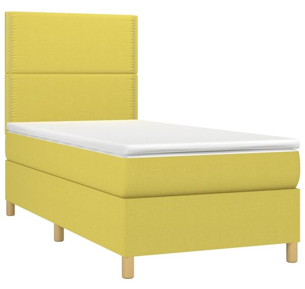 VidaXL Κρεβάτι Boxspring με Στρώμα Πράσινο 100 x 200 εκ. Υφασμάτινο