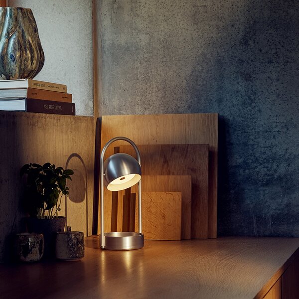 FRANDSEN LED-Akku-Τραπεζοκαλύμματα Ball Portable, αλουμίνιο βουρτσισμένο, ρυθμιζόμενος, Μεταλλικό, Σαλόνι / τραπεζαρία, Μέταλλο, σχεδιασμός