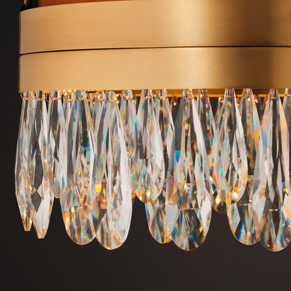 Brilliant LED φωτιστικό οροφής Celestia, Ø 40 cm, χρώμα ορείχαλκου, κρύσταλλο, ρυθμιζόμενος, Χρυσό / Ορείχαλκου, Σαλόνι / τραπεζαρία, Μέταλλο
