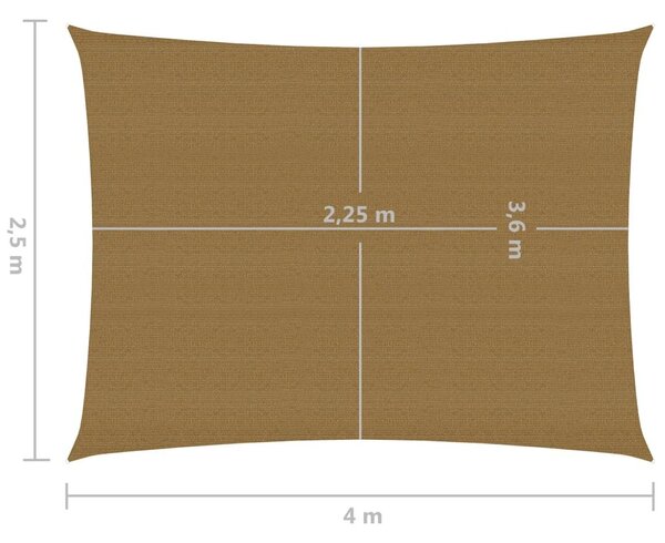 Πανί Σκίασης Taupe 2,5 x 4 μ. από HDPE 160 γρ./μ² - Μπεζ-Γκρι