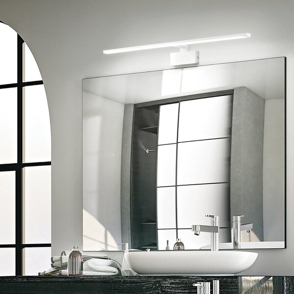 IDEAL LUX Φωτιστικό τοίχου LED Alma, λευκό μέταλλο, πλάτος 51 εκ., Λευκό, Σαλόνι / τραπεζαρία, Μέταλλο, σύγχρονο, Πρίζα τοίχου κάτω