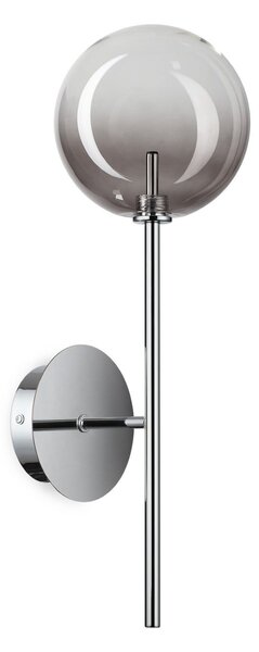 IDEAL LUX Φωτιστικό τοίχου Equinoxe, χρώμιο/γκρι καπνός, ύψος 45 εκ., Ασημένιο, Σαλόνι / τραπεζαρία, Μέταλλο