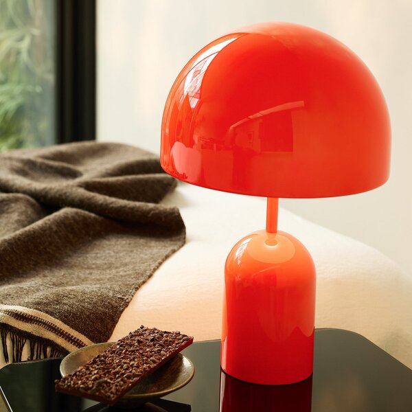 Tom Dixon LED επιτραπέζια λάμπα Bell, κόκκινη, ύψος 43 cm, ρυθμιζόμενη ένταση, ρυθμιζόμενος, Κόκκινο, Σαλόνι / τραπεζαρία, Μέταλλο, σχεδιασμός