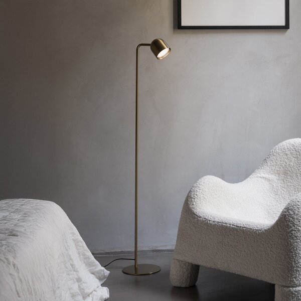 IDEAL LUX Ιδανική λάμπα δαπέδου Dodo από ορείχαλκο, ύψος 118 εκ., μέταλλο,, ρυθμιζόμενος, Χρυσό / Ορείχαλκου, Σαλόνι / τραπεζαρία, Μέταλλο, σύγχρονο