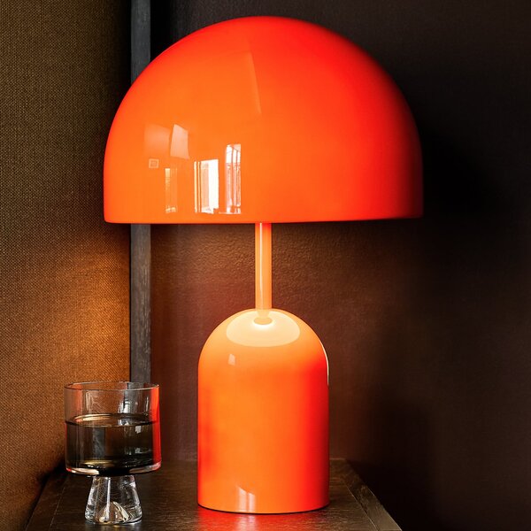 Tom Dixon LED επιτραπέζια λάμπα Bell, κόκκινη, ύψος 43 cm, ρυθμιζόμενη ένταση, ρυθμιζόμενος, Κόκκινο, Σαλόνι / τραπεζαρία, Μέταλλο, σχεδιασμός