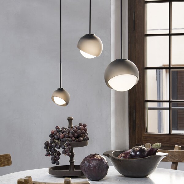 IDEAL LUX Κρεμαστό φωτιστικό Bloom, Ø 12 cm, μαύρο, μέταλλο/γυαλί, Μαύρο, Σαλόνι / τραπεζαρία, Μέταλλο, σύγχρονο