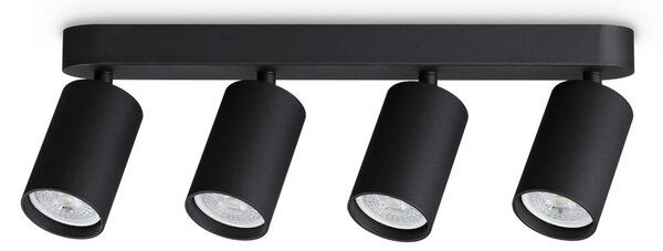 IDEAL LUX Προβολέας οροφής Dynamite Round μαύρος 38 cm 4 λάμπες, Μαύρο, Σαλόνι / τραπεζαρία, Μέταλλο, σύγχρονο