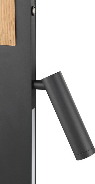 Brilliant Λάμπα δαπέδου LED Streamline, ύψος 145 cm, μαύρο, φως ανάγνωσης, ρυθμιζόμενος, Μαύρο, Σαλόνι / τραπεζαρία, Μέταλλο, σύγχρονο