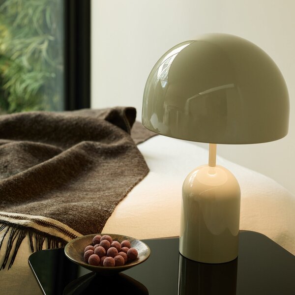 Tom Dixon LED επιτραπέζια λάμπα Bell, ανοιχτό γκρι, ύψος 43 cm, ρυθμιζόμενη, ρυθμιζόμενος, Γκρι, Σαλόνι / τραπεζαρία, Μέταλλο, σχεδιασμός