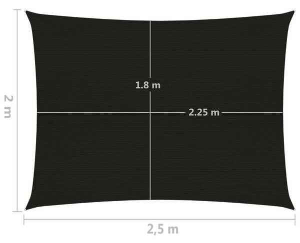 Πανί Σκίασης Μαύρο 2 x 2,5 μ. από HDPE 160 γρ./μ² - Μαύρο