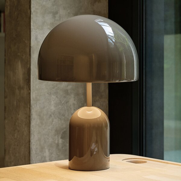 Tom Dixon LED επιτραπέζια λάμπα Bell, γκρι, ύψος 43 cm, ρυθμιζόμενη ένταση, ρυθμιζόμενος, Γκρι, Σαλόνι / τραπεζαρία, Μέταλλο, σχεδιασμός