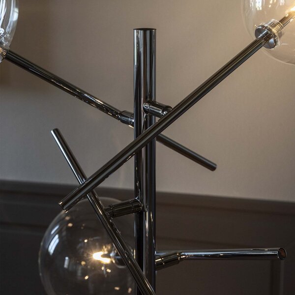 IDEAL LUX Ιδανική λάμπα δαπέδου Equinoxe, χρώμιο/διαφανές, ύψος 166 εκ., Ασημένιο, Σαλόνι / τραπεζαρία, Μέταλλο