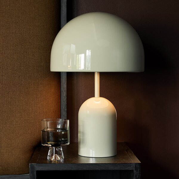 Tom Dixon LED επιτραπέζια λάμπα Bell, ανοιχτό γκρι, ύψος 43 cm, ρυθμιζόμενη, ρυθμιζόμενος, Γκρι, Σαλόνι / τραπεζαρία, Μέταλλο, σχεδιασμός