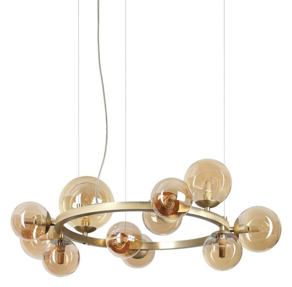 IDEAL LUX Κρεμαστό φωτιστικό Perlage ορείχαλκος/κεχριμπάρι 11 λάμπες Ø 73 cm, Χρυσό / Ορείχαλκου, Σαλόνι / τραπεζαρία, Μέταλλο