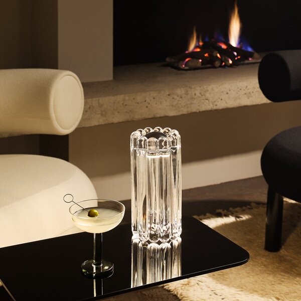 Tom Dixon LED επιτραπέζια λάμπα Press, διαφανές, γυαλί, 24 cm, 927 dim, ρυθμιζόμενος, Διαφανές, Σαλόνι / τραπεζαρία, Γυαλί, σχεδιασμός