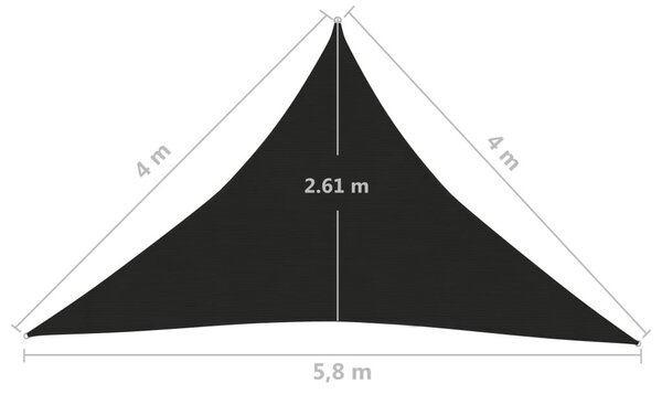 Πανί Σκίασης Μαύρο 4 x 4 x 5,8 μ. από HDPE 160 γρ./μ² - Μαύρο