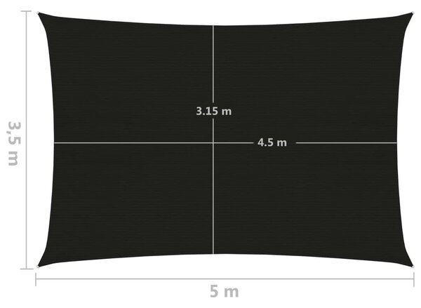 Πανί Σκίασης Μαύρο 3,5 x 5 μ. από HDPE 160 γρ./μ² - Μαύρο