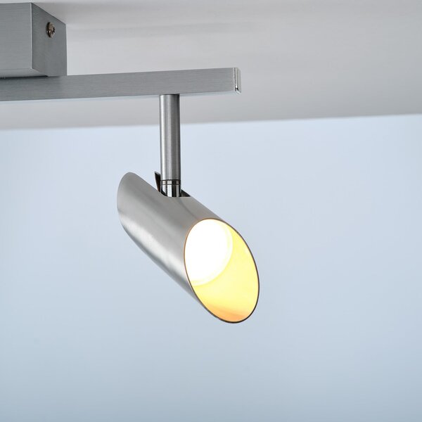 Brilliant LED φωτιστικό οροφής Risell, μήκος 35 cm, χρώμα αλουμινίου, ρυθμιζόμενος, Μεταλλικό, Σαλόνι / τραπεζαρία, Αλουμίνιο, σύγχρονο