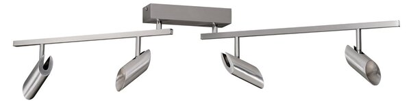 Brilliant LED φωτιστικό οροφής Risell, μήκος 104 cm, χρώμα αλουμινίου, ρυθμιζόμενος, Μεταλλικό, Σαλόνι / τραπεζαρία, Αλουμίνιο, σύγχρονο