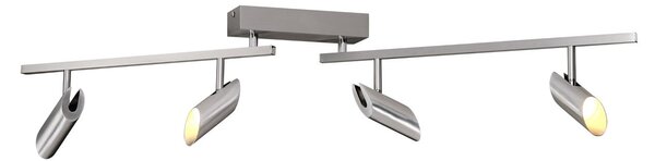 Brilliant LED φωτιστικό οροφής Risell, μήκος 104 cm, χρώμα αλουμινίου, ρυθμιζόμενος, Μεταλλικό, Σαλόνι / τραπεζαρία, Αλουμίνιο, σύγχρονο