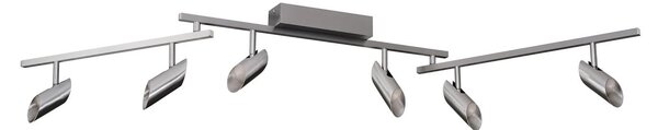 Brilliant LED φωτιστικό οροφής Risell, μήκος 142 cm, χρώμα αλουμινίου, ρυθμιζόμενος, Μεταλλικό, Σαλόνι / τραπεζαρία, Αλουμίνιο, σύγχρονο