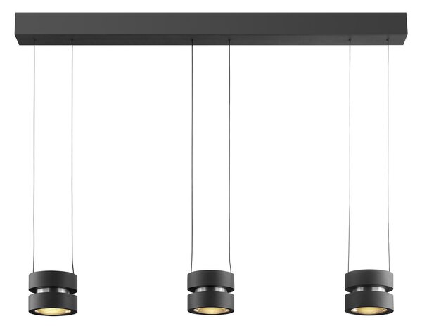 Brilliant LED κρεμαστή λάμπα Glow-Sphere, μήκος 112 cm, μαύρο, μέταλλο, ρυθμιζόμενος, Μαύρο, Σαλόνι / τραπεζαρία, Αλουμίνιο, σύγχρονο