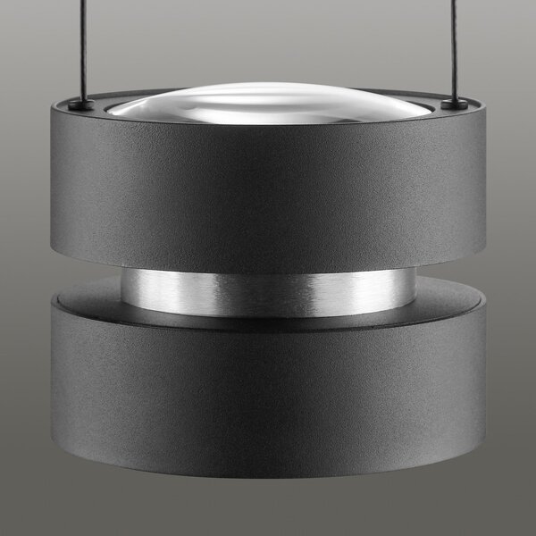 Brilliant LED κρεμαστή λάμπα Glow-Sphere, Ø 18 cm, μαύρη, μέταλλο, ρυθμιζόμενος, Μαύρο, Σαλόνι / τραπεζαρία, Αλουμίνιο, σύγχρονο
