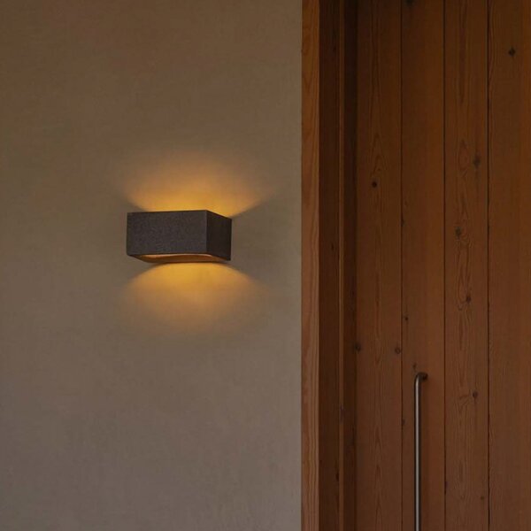 FARO BARCELONA LED φωτιστικό τοίχου Glint, 3000K, 15 cm, γκρι, μπετόν, IP55, Γκρι, Σκυρόδεμα, σύγχρονο