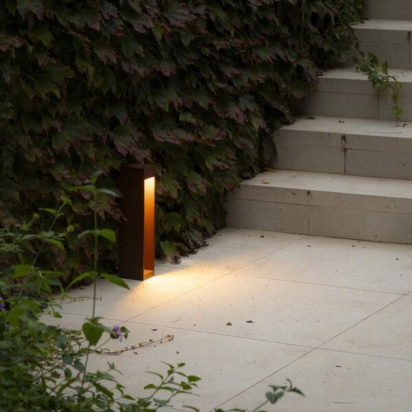 FARO BARCELONA LED φωτιστικό βάσης Cerler, καφέ, 35 cm, μέταλλο, IP65, CCT, Καφέ / Σκουριάς, Αλουμίνιο, σύγχρονο