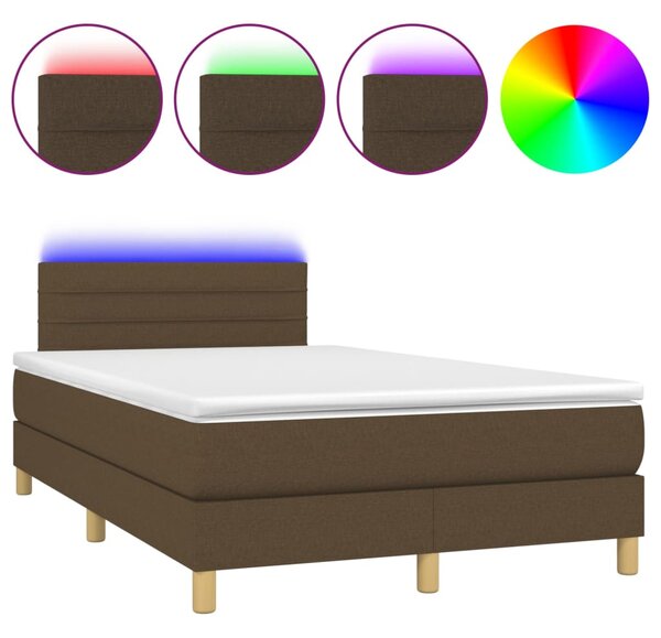 VidaXL Κρεβάτι Boxspring με Στρώμα & LED Σκ.Καφέ 120x200 εκ Υφασμάτινο