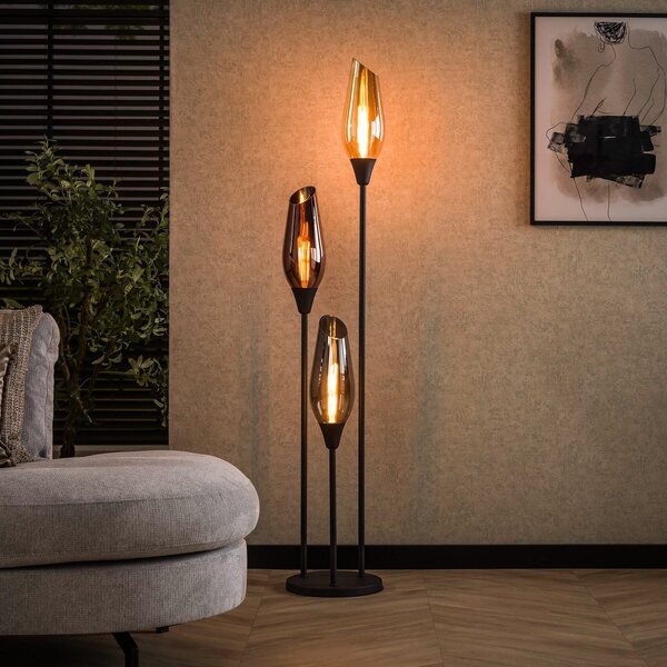 Zijlstra Λάμπα δαπέδου Mixture, 168 cm, πολύχρωμη, 3 φλόγες, γυαλί/μέταλλο, Πολύχρωμο, Σαλόνι / τραπεζαρία, Γυαλί, σύγχρονο