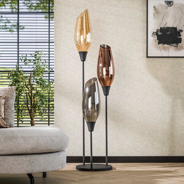 Zijlstra Λάμπα δαπέδου Mixture, 178 cm, πολύχρωμη, 3 φλόγες, γυαλί/μέταλλο, Πολύχρωμο, Σαλόνι / τραπεζαρία, Γυαλί, σύγχρονο