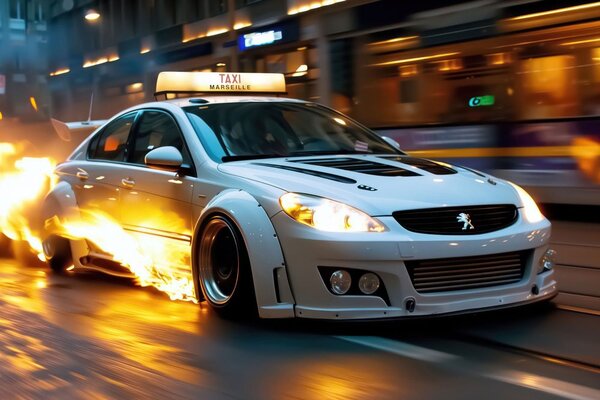 Πίνακας σε καμβά ταξί Peugeot