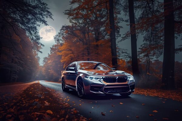 Πίνακας σε καμβά bMW στο φως της πανσελήνου