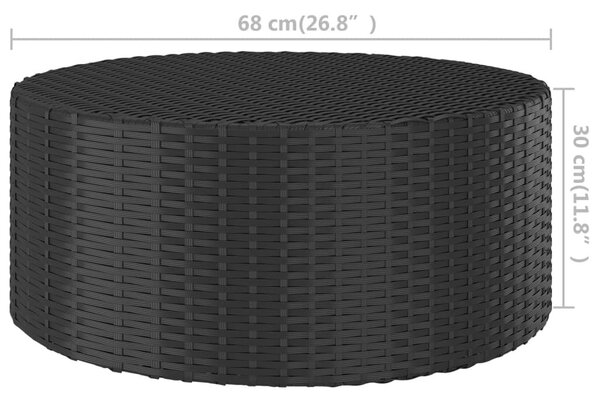 Τραπέζι Κήπου Μαύρο 68 x 68 x 30 εκ. από Συνθετικό Ρατάν - Μαύρο