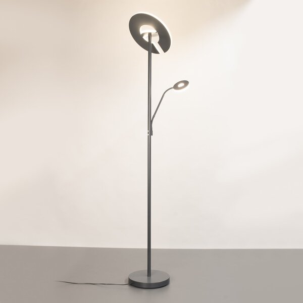 FISCHER & HONSEL Λάμπα δαπέδου LED Dent, γκρι άμμου, 180 cm, μέταλλο, CCT, 2 φτερά., ρυθμιζόμενος, Γκρι, Σαλόνι / τραπεζαρία, Μέταλλο, σύγχρονο, Φως ανάγνωσης
