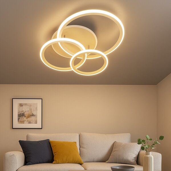 FISCHER & HONSEL LED φωτιστικό οροφής Gelder, 60 cm, γκριζωπό/χρώμα άμμου, RGBW, CCT, ρυθμιζόμενος, Μπεζ, Σαλόνι / τραπεζαρία, σύγχρονο