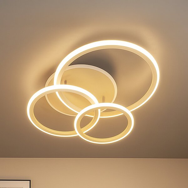 FISCHER & HONSEL LED φωτιστικό οροφής Gelder, 60 cm, γκριζωπό/χρώμα άμμου, RGBW, CCT, ρυθμιζόμενος, Μπεζ, Σαλόνι / τραπεζαρία, σύγχρονο
