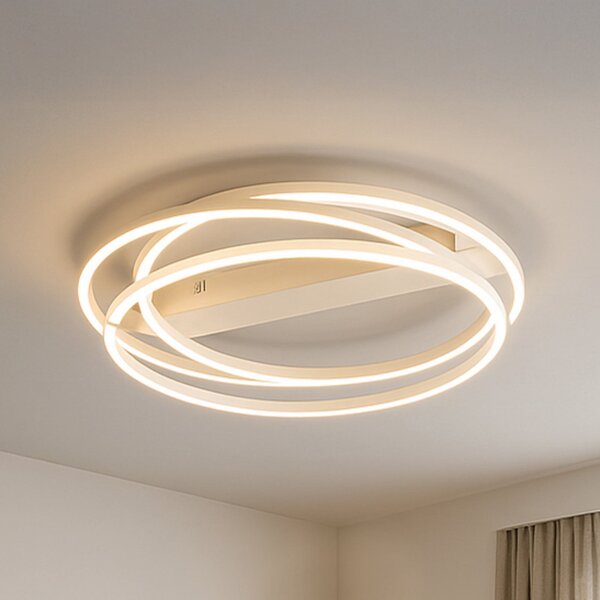 FISCHER & HONSEL LED φωτιστικό οροφής Kiku, Ø 56 cm, χρώμα άμμου, μέταλλο, CCT, ρυθμιζόμενος, Μπεζ, Σαλόνι / τραπεζαρία, Μέταλλο, σύγχρονο