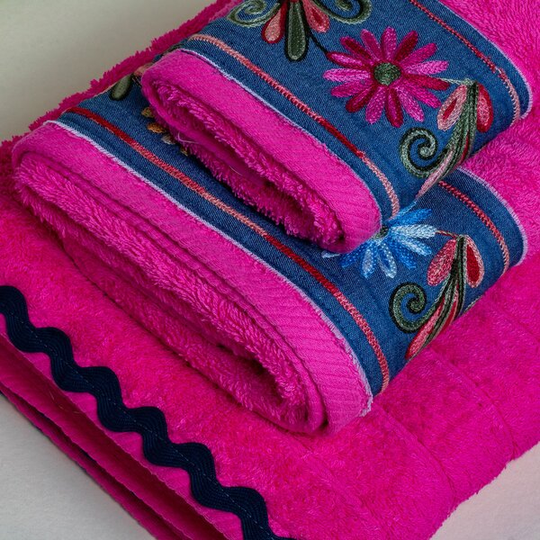 Πετσέτα Χεριών (30x50) White Fabric Nadine Fuchsia 600gsm