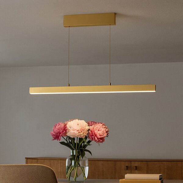 FISCHER & HONSEL LED κρεμαστή λάμπα Vayana, μήκος 190 cm, χρώμα άμμου, μέταλλο, CCT, ρυθμιζόμενος, Μπεζ, Σαλόνι / τραπεζαρία, Μέταλλο, σύγχρονο