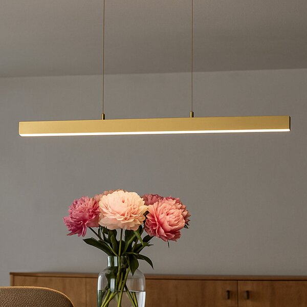 FISCHER & HONSEL LED κρεμαστή λάμπα Vayana, μήκος 190 cm, χρώμα άμμου, μέταλλο, CCT, ρυθμιζόμενος, Μπεζ, Σαλόνι / τραπεζαρία, Μέταλλο, σύγχρονο