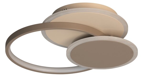 FISCHER & HONSEL LED φωτιστικό οροφής Tomo, γκριζωπό/αμμουρά, 40 cm, μέταλλο, CCT, ρυθμιζόμενος, Μπεζ, Σαλόνι / τραπεζαρία, Μέταλλο, σύγχρονο