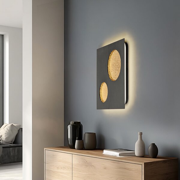 Lucande LED απλίκα Delin, γκρι/χρυσό, 55 x cm, step-dim, ρυθμιζόμενος, Γκρι, Σαλόνι / τραπεζαρία, Μέταλλο, σύγχρονο