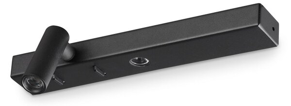IDEAL LUX Ideal Lux LED απλό φωτιστικό τοίχου Bonne Nuit 1, μαύρο Πλάτος 22 cm, Μαύρο, Σαλόνι / τραπεζαρία, Μέταλλο, σύγχρονο